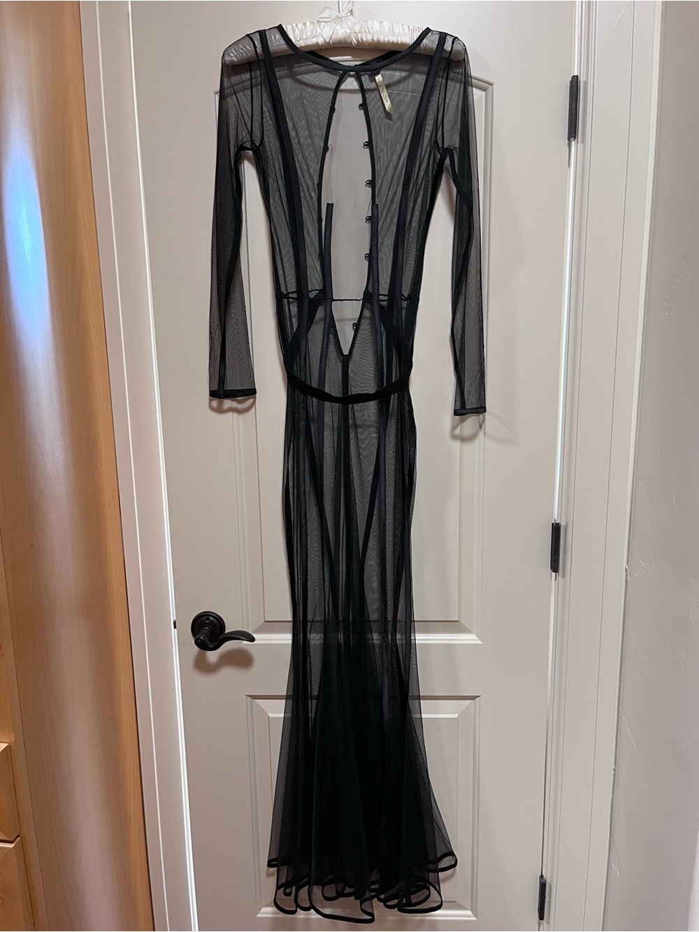 Sheer Black Long Sleeve Mesh Chemise by Incanto